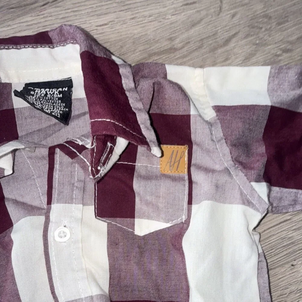 American Hawk Boys Plaid Long Sleeve Button Front Snap Bodysuit 6-9 Months
